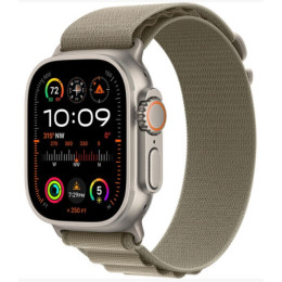 Apple Watch Ultra 2 LTE 49 мм (титановый корпус, титановый/оливковый, текстильный ремешок размера L)