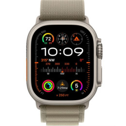 Apple Watch Ultra 2 LTE 49 мм (титановый корпус, титановый/оливковый, текстильный ремешок размера L)