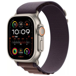 Apple Watch Ultra 2 LTE 49 мм (титановый корпус, титановый/индиго, текстильный ремешок размера L)