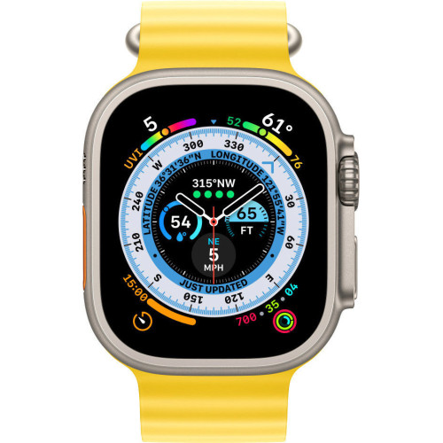 Купить Apple Watch Ultra LTE 49 мм (титановый корпус, титановый/желтый, ремешок из эластомера) в Минске