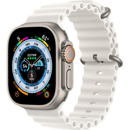 Apple Watch Ultra LTE 49 мм (титановый корпус, титановый/белый, ремешок из эластомера)